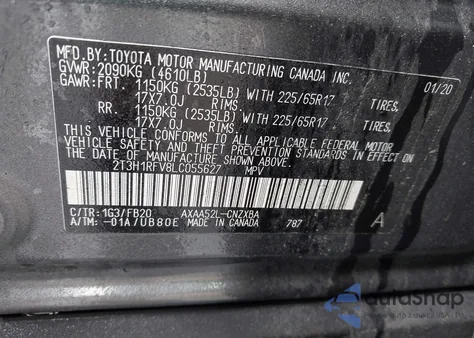 2020 Toyota Rav4 Le from USA, damaged, VIN 2T3H1RFV8LC055627